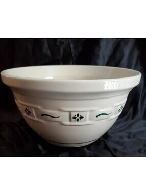 Large Longaberger Woven Traditions Pottery bowl,5 1/4"High 10"across,green